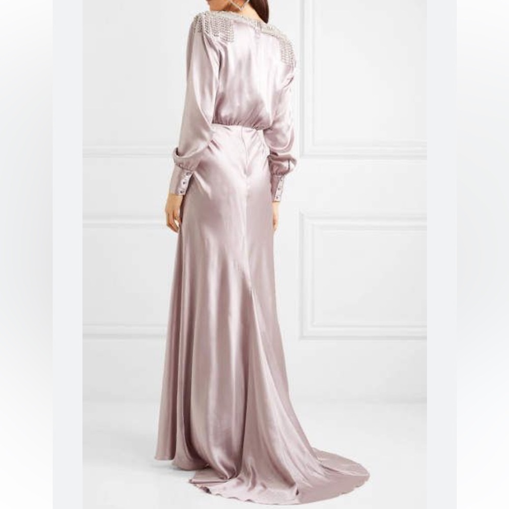 Alessandra Rich Crystal Embellished Lavender Silk Gown Size 36 - Picture 2 of 12
